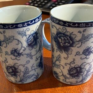 Arita ware Japanese peony mugs